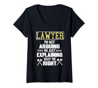 Femme Avocat: j'explique pourquoi j'ai raison humour T-Shirt avec Col en V