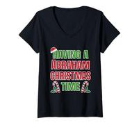 Femme Avoir Un nom de réunion de Famille Abraham Christmas Time T-Shirt avec Col en V