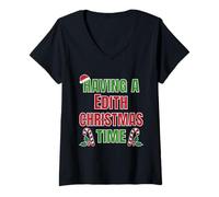 Femme Avoir Un nom de réunion de Famille Edith Christmas Time T-Shirt avec Col en V