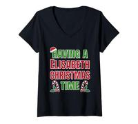 Femme Avoir Un nom de réunion de Famille Elisabeth Christmas Time T-Shirt avec Col en V