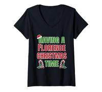 Femme Avoir Un nom de réunion de Famille pour Noël à Florence T-Shirt avec Col en V