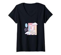 Femme Avons-Nous été Ici Avant - Dreamcore Endless Hallway Surreal T-Shirt avec Col en V