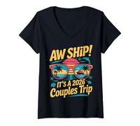 Femme Aw Ship It's A Couples Trip 2026 Funny Cruise Lover Cruising T-Shirt avec Col en V