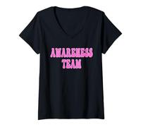 Femme « Awareness Team » Clubculture Groovy Security Staff Backprint T-Shirt avec Col en V
