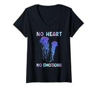 Femme Awesome Cute UnderWater Fish no heart no emotions JellyFish T-Shirt avec Col en V