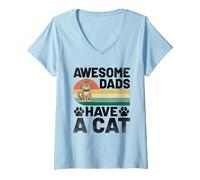 Femme Awesome Dads Have A Cat Lover Feline Pet Meow Love Cats T-Shirt avec Col en V