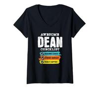 Femme Awesome Dean Checklist | Doyen de la Recherche | Doyen des étudiants T-Shirt avec Col en V