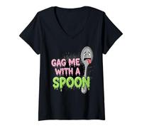 Femme Awesome Gag Me with a Spoon 80's Dicton Amusant T-Shirt avec Col en V