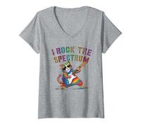 Femme Awesome I ROCK THE SPECTRUM Mois de sensibilisation à l'autisme T-Shirt avec Col en V