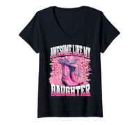Femme Awesome Like My Daughter Western Rodeo Cowgirls T-Shirt avec Col en V