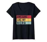 Femme Awesome Like My Hero Funny Vintage Vieilli T-Shirt avec Col en V