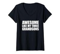 Femme Awesome Like My Three Grandsons T-Shirt avec Col en V