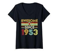 Femme Awesome Since 1953 Classic Year Birth of Birthday Vintage T-Shirt avec Col en V