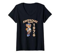 Femme Awesome Since 1976 - Ours amusant - Idée cadeau pour la maternelle T-Shirt avec Col en V