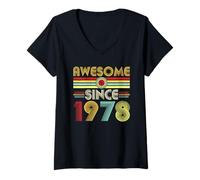 Femme Awesome Since 1978 Classic Year Birth of Birthday Vintage T-Shirt avec Col en V