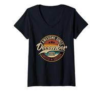 Femme Awesome Since December 2007 | 18 Ans | 18th Birthday T-Shirt avec Col en V