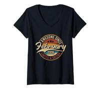 Femme Awesome Since February 2008 | 18 ans | 18th Birthday T-Shirt avec Col en V