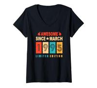 Femme Awesome Since March 1995 31 Years Old 31st Birthday T-Shirt avec Col en V