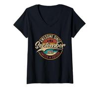 Femme Awesome Since September 1945 | 80 Ans | 80th Birthday T-Shirt avec Col en V