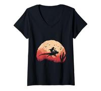 Femme Axolotl Cow-Boy Coucher de Soleil Far West T-Shirt avec Col en V