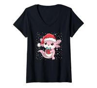 Femme Axolotl de Noël amusant pour hommes, femmes, enfants T-Shirt avec Col en V