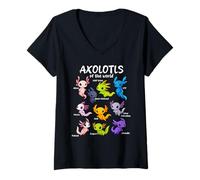 Femme Axolotls du Monde, œuvre d'art Kawaii, Adorable Axolotl T-Shirt avec Col en V