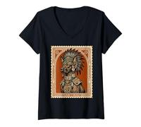 Femme Aztec Xoloitzcuintli Guerrier Mexicain sans Poils Xolo Chien T-Shirt avec Col en V