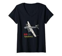 Femme B-29 Superfortress WW2 Bomber Avion T-Shirt avec Col en V