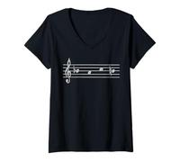 Femme B A C H comme notes de musique musicien de notation allemande T-Shirt avec Col en V
