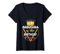 Femme Babushka Of The Birthday Princess Crown Girl Bday Party T-Shirt avec Col en V