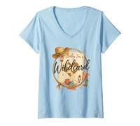 Femme Baby I’m A Wildcard Western Playing Card Watercolor T-Shirt avec Col en V