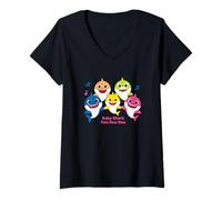 Femme Baby Shark Family Swim Doo Doo Doo T-Shirt avec Col en V