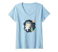 Femme Baby Space Bear Astronaute Retro Little Space T-Shirt avec Col en V