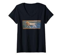 Femme Babylon Ishtar Lion Relief Nabuchodonosor Design T-Shirt avec Col en V