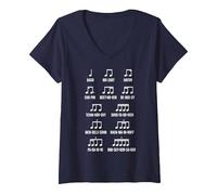 Femme Bach Mozart Beethoven Chopin pour compositeur T-Shirt avec Col en V, Bleu Marine, XXL