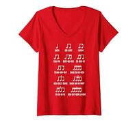 Femme Bach Mozart Beethoven Chopin pour compositeur T-Shirt avec Col en V, Rouge, XXL