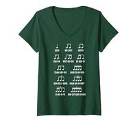 Femme Bach Mozart Beethoven Chopin pour compositeur T-Shirt avec Col en V, Vert Forêt, XXL
