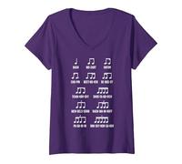Femme Bach Mozart Beethoven Chopin pour compositeur T-Shirt avec Col en V, Violet, S