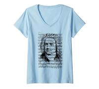 Femme Bach Partita D-Mineur Chaconne Violon Violoniste BWV 1004 T-Shirt avec Col en V