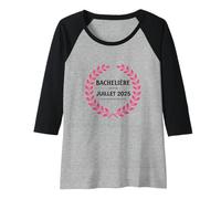 Femme Bachelière 2025 Félicitations Réussite BAC Souvenir Fille Manche Raglan