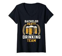 Femme Bachelor Party Brinking Team Stag Party Groom Squad T-Shirt avec Col en V