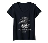 Femme Back In Business 2020 Masque de médecin de la peste T-Shirt avec Col en V