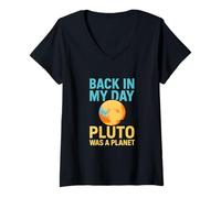 Femme Back In My Day Pluto Was A Planet Astronomie rétro amusante T-Shirt avec Col en V