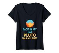 Femme Back In My Day Pluto Was A Planet Astronomie rétro amusante T-Shirt avec Col en V