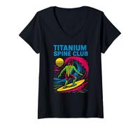 Femme Back Surgery Titanium Spine Club Cool Mens Get Well T-Shirt avec Col en V