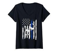 Femme Back The Blue USA Flag Police Lives Matter T-Shirt avec Col en V