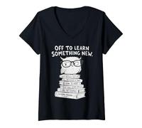 Femme Back to School Wise Owl Learning Student T-Shirt avec Col en V