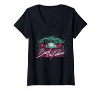 Femme Back To the Future DeLorean 80's Style Neon T-Shirt avec Col en V