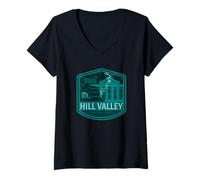 Femme Back to The Future Hill Valley Lightning T-Shirt avec Col en V