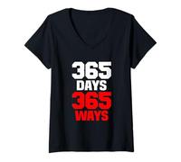 Femme Backprint 365 Jours 365 façons T-Shirt avec Col en V